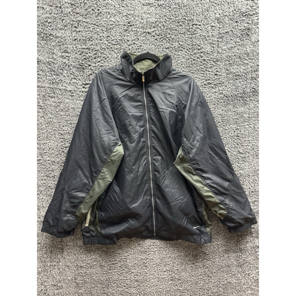 Vintage Nike Black Tag Green White Full Zip Windbreaker Jacket 90s 1990s Men's L